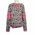 Juicy Couture  Womens M Metallic Leopard Print Pullover Sweater Pink Logo Gray Photo 2