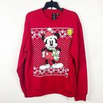 Disney Mickey Mouse Red Christmas Graphic Light Up Long Sleeves Sweater Large Photo 0