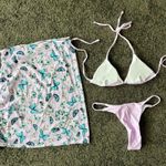 Taro purple cheeky bikini butterfly cover skirt three pieces set Size L Photo 7