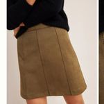 Maeve Anthropologie  Olive Green Jenny Seamed Faux Suede Mini Skirt size 4 $90 Photo 10
