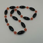 Black orange and gold tone vintage beaded necklace Photo 3