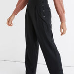 Madewell  Side-Button Tapered Crop Pants Black High Waisted Wide Leg Women's 4 Photo 0