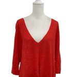 Eileen Fisher  Linen Blend Open Knit Lightweight Sweater Tunic Coral size Large Photo 2