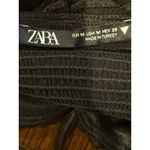 ZARA  Ruffled Satin Crop Top Adjustable Straps Front Buttons Smocked Back M Black Photo 6