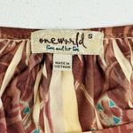 One World Live and Let Live Dress Sz S Boho Multicolor Print Flutter Sleeve Hem Photo 5