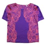 Juicy Couture  hot pink/purple design printed blouse with puff sleeves Photo 0