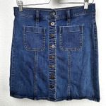 J Crew Factory Women's Button Front Denim Skirt Knee Length Blue Size 4 Photo 0