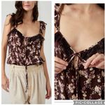 Free People  Take It Away Bodysuit Chocolate Merlot Floral S‎ Photo 2