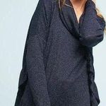 Anthropologie Postmark Orley Metallic Cowl Neck Ruffle Sweater in Navy Size XS/S Photo 0