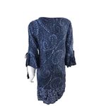 Soft Surroundings Paisley sheer Dress Crochet Detail Bell Sleeve Boho Medium Photo 2