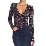 Free People  Black Celestial Bodysuit One‎ Piece Size XS NWOT Photo 1