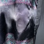 Buckle BKE Boutique Silky Open Front Black Teal Collared Kimono XL Photo 3