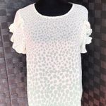 Available by Angela Fashion Ivory Green Ruffle Sleeve Top  Photo 1