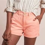 Anthropologie by  Chino Relaxed Fit‎ Shorts Coral Orange Cuffed Women’s Size 26 Photo 0
