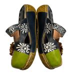 SOCOFY Vintage Colorful Leather Hollow Out Backless Flower Shoes Size 9 Photo 6