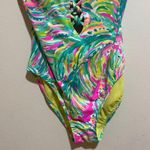 Lilly Pulitzer Size 0 Isle Lattice One Piece Swimsuit Swim Suit Shady Lady Palm Photo 4