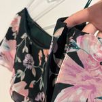 Eliza J Eliza J Floral One Shoulder Ruffle Chiffon Dress green pink size 2 Photo 3