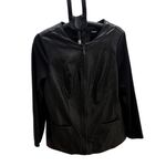 Alfani Mixed Media Faux Leather and Viscose Jacket Women's Size 1X Zipper Front Black Photo 0