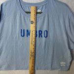 Umbro soccer Crop sporty T Shirt Light Blue Logo Casual Athleisure Top XL Photo 6