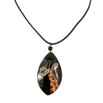 Hand painted giraffe pendant necklace on cord Photo 0