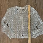 Adrianna Papell Evening Beaded Silk Jacket Silver Sequin Size M Photo 5