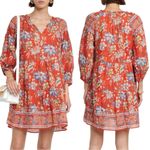 Velvet Lilah Dress in Rouge Medium Bohemian Indian Cotton 70s Floral Summer Red Photo 3