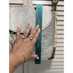 Myra Hair On Cowhide Leather Canvas Paisley Shoulder Bag Boho Gray/Tan Photo 4