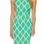 Alyx Sleeveless Scoop Neck Midi Sheath Dress Green White Diamond Size 8 Stretchy Photo 1