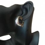 Vintage Silver Gold Clip On Chunky Hoop Earrings Photo 0