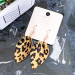 Tear Drop Faux Leather Animal Print Earrings Photo 4