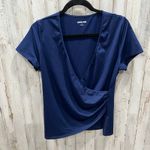 Lands' End Navy V-neck Surplice Wrap Swim Tee Rash Guard Womens Small 4/6 Photo 0