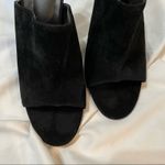 Raye  Black Suede Peep Toe Slip On White Python Print Chunky Heels Womens 9.5 Photo 4