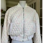 BLANK NYC Tweed Bomber Jacket Medium White Multicolor Zip Up Textured Womens $128 Photo 3