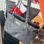 Coach Vintage  Black Gallery Leather Tote F19252 Purse Silver East West bag Photo 0