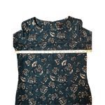 Banana Republic Legion Blue and Antique Pewter Floral Blue Pearl Snap Ruffle Cuf Photo 12