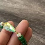 Erimish Vintage  Signed Green Jade Beaded Glass Women’s Stretch Bracelet Sz 7 Photo 5