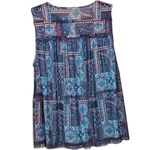 Bobbie Brooks Colorful Patterned Lightweight Sheer Lined Yoke Summer Top NWT Blue Size 2X Photo 1