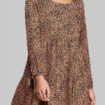 Wild Fable Womens  Leopard Print Long Sleeve Tiered Swing Dress - Sz XXL Photo 0