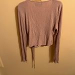 Reformation pink ribbed tie up wrap cardigan Photo 2
