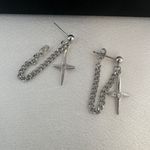 Star Dangle Drop Earrings for Men Women Streetwear Punk Hip Hop Unisex Style Silver Photo 3