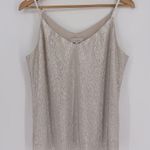 Loft  Double-V Metallic Shimmer Cami Top Women’s Size Medium Pink Champagne NWT! Photo 1