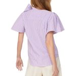 Adam Lippes x RTR Tie Neck Stripped Top in White/Purple, Size US 4 Photo 2
