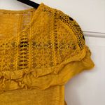 Sézane Lucette 100% Linen Blouse Saffron Yellow Lace Ruffle Top Size Small Shirt Photo 8