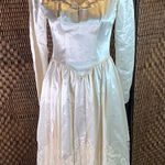 Antique Vintage Cream Satin and Lace Wedding Dress with Buttons Size XS White Photo 0