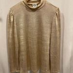 Anne Klein NWT golden shimmer mock neck puff sleeve top mermaid fairy vibes Photo 0
