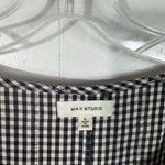 Max Studio  Black White Gingham Plaid Tiered Babydoll Puff Sleeve Blouse Large L Photo 2