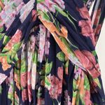 ASOS Curve Pleated High Neck Halter Midi Dress sz 14 Navy Summer Floral Print Blue Photo 4