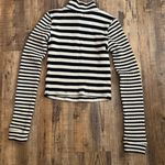 Aerie  Black and White Ribbed Crop Top Photo 1