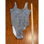 NWT Nicole Miller Women Scoop Neck Swimsuit Black White Palm Large One Piece Photo 3