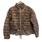 BCBGeneration  Womens Medium Brown Puffer‎ Jacket Lightweight Ruffle Bottom Photo 0